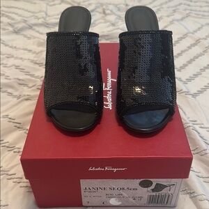 Salvatore Ferragamo Women's Black Sequin Mules